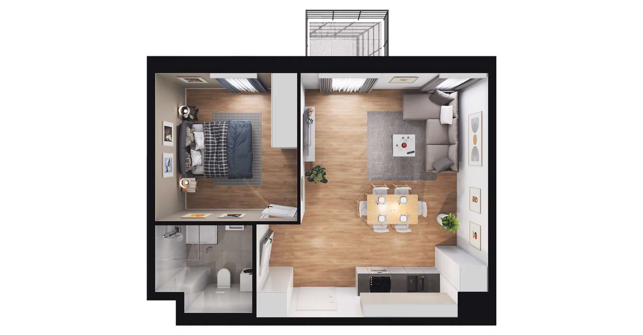 2-pokojowe mieszkanie 44m2 + balkon Bezpośrednio - Pełny obrazek: 3/9