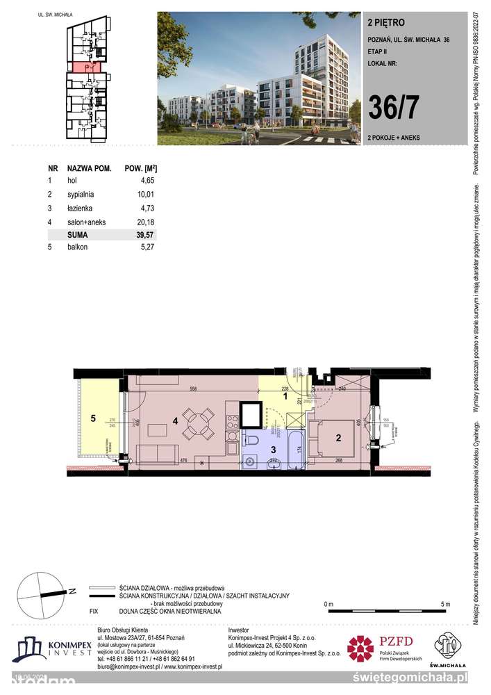 2-pokojowe mieszkanie 39m2 + balkon Bezpośrednio - Pełny obrazek: 2/9