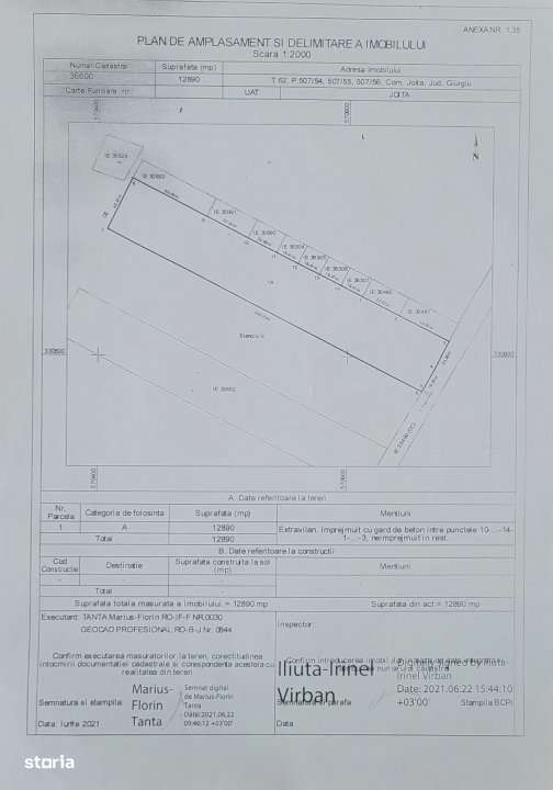 TEREN DE VANZARE IN CONUNA JOITA SAT BACU JUD GR - Imagine principală: 1/2