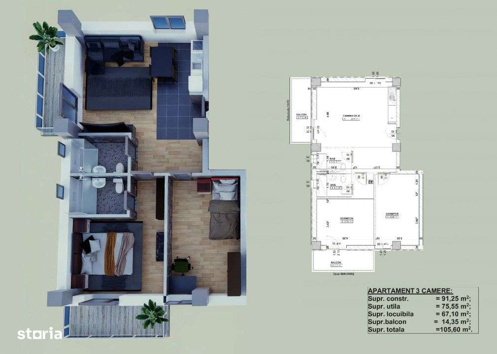 3 camere decomandat Craiovei Plus etaj 2 - Imagine principală: 4/7