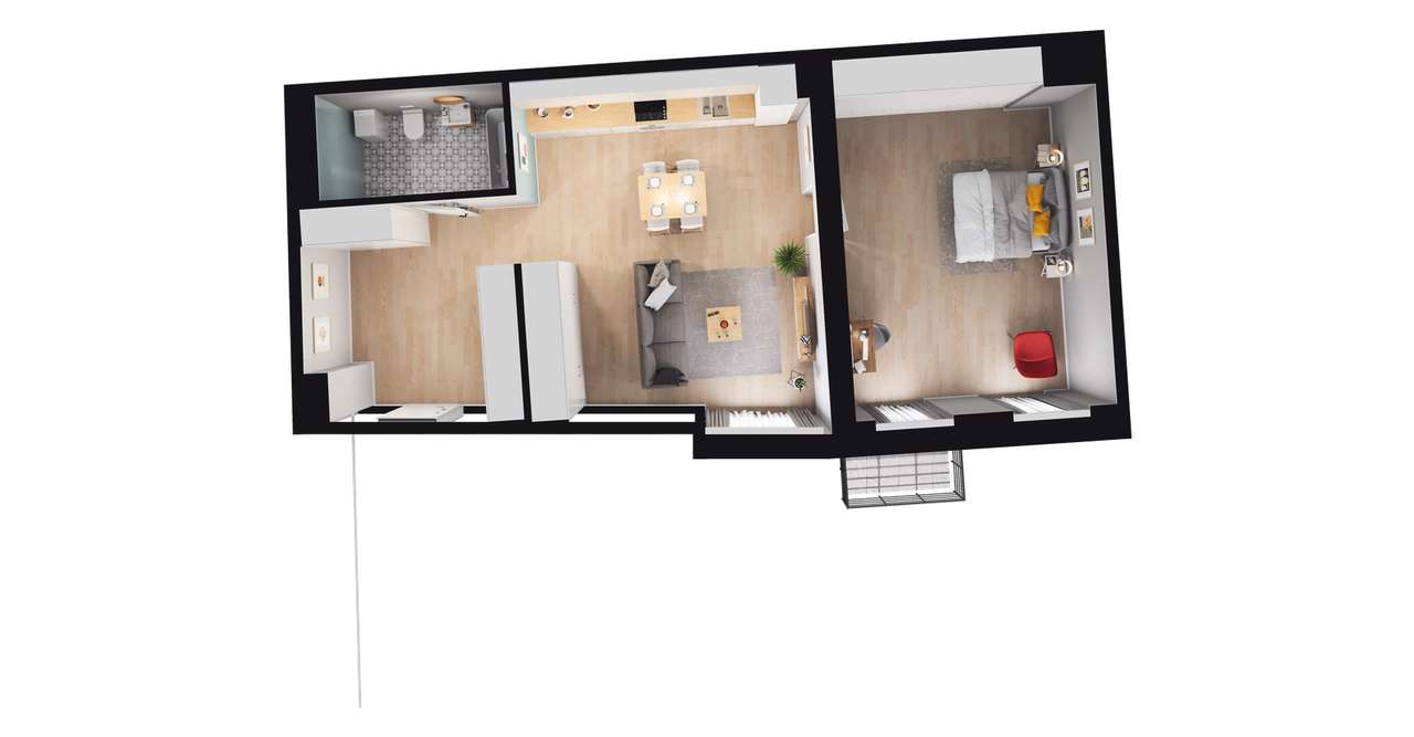 2-pokojowe mieszkanie 67m2 + balkon - Pełny obrazek: 3/9