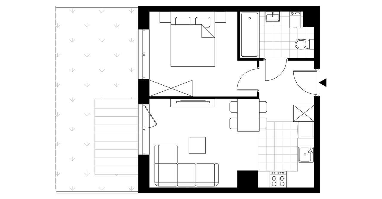 2-pokojowe mieszkanie 35m2 + ogródek - Pełny obrazek: 3/8