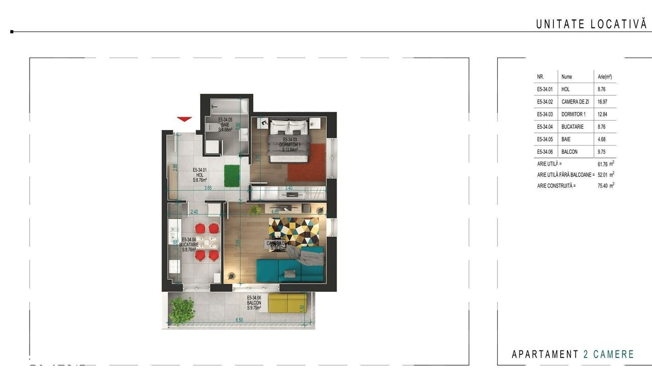 600 m metrou 1 Decembrie | Apartament  spatios dec 2 camere