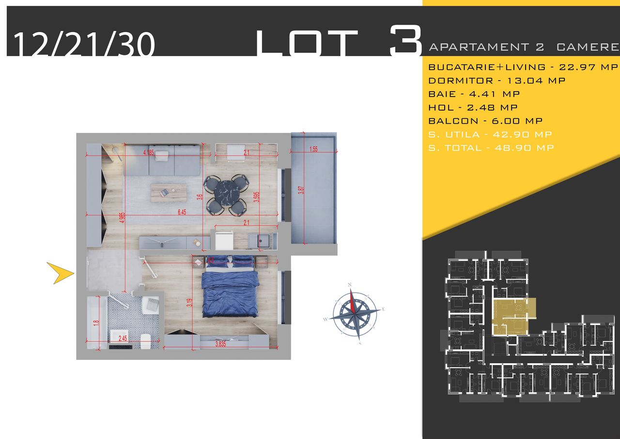 STUDIOU CU UN LOC DE PARCARE GRATUIT,METROU N. TECLU. COMISION 0%! - Imagine principală: 2/3