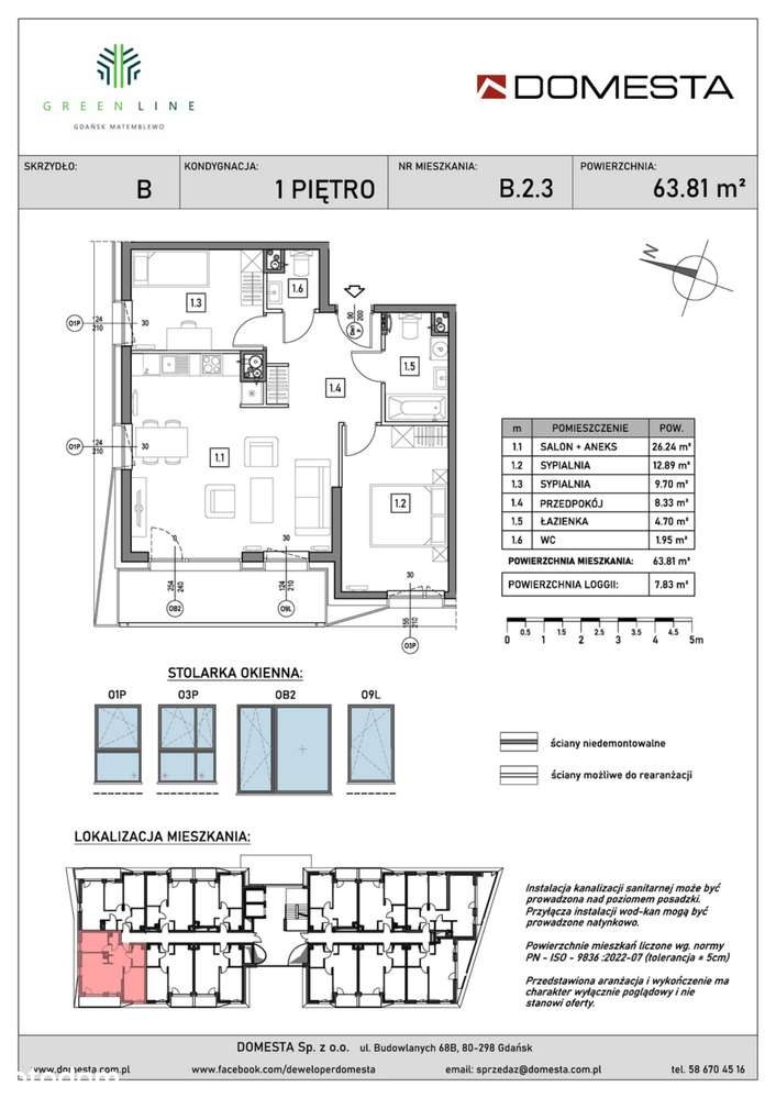 3-pokojowe mieszkanie 63m2 + loggia - Pełny obrazek: 2/7