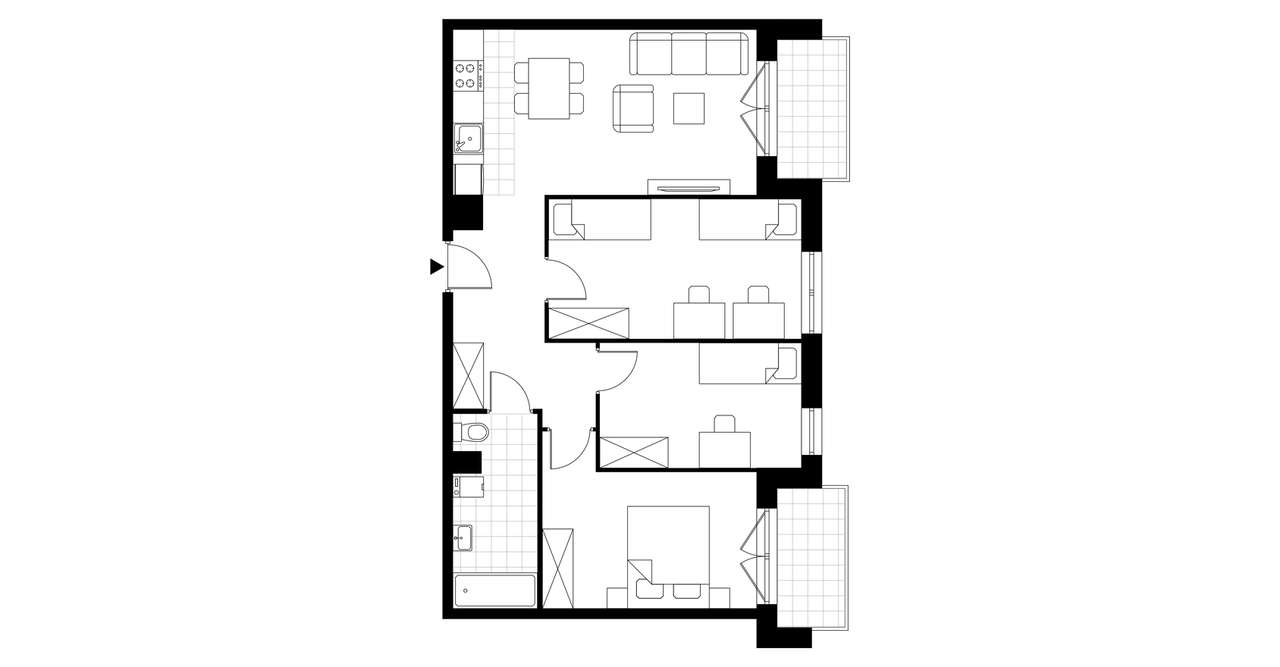 4-pokojowe mieszkanie 70m2 + 2 balkony - Pełny obrazek: 3/6