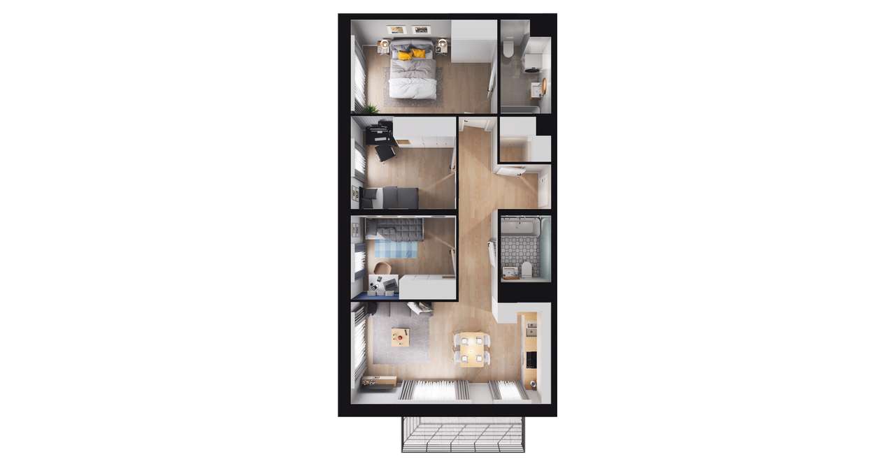 4-pokojowe mieszkanie 67m2 + balkon Bezpośrednio - Pełny obrazek: 2/8