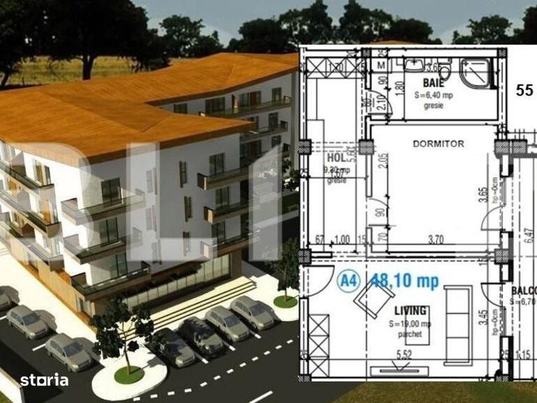 Apartament 2 camere,  55 mp, etaj intermediar,  zona Ford! Pret cu...