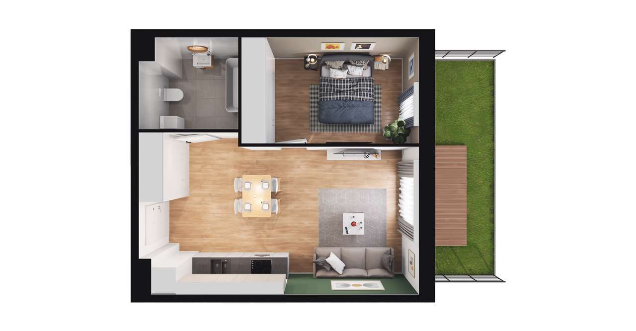 2-pokojowe mieszkanie 41m2 + ogródek Bez Prowizji - Pełny obrazek: 2/8