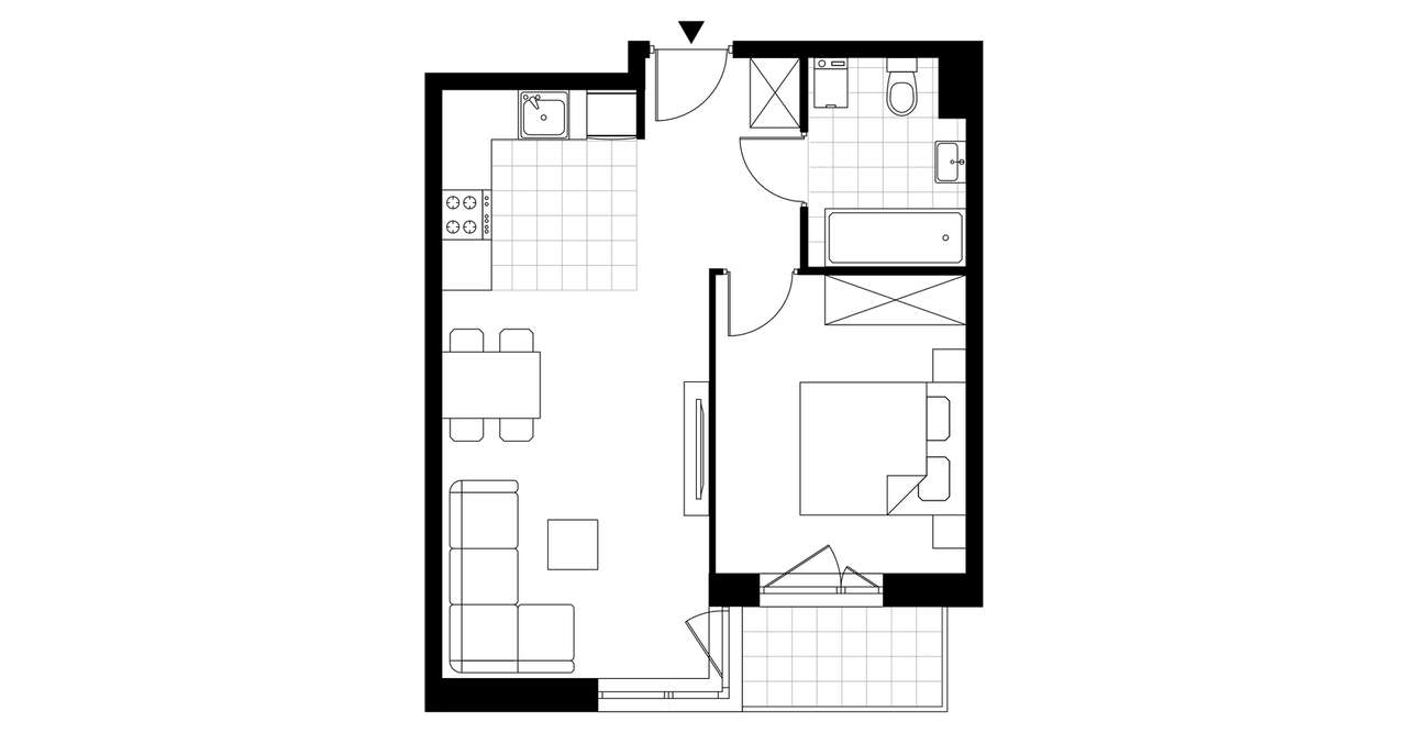 2-pokojowe mieszkanie 40m2 + balkon - Pełny obrazek: 3/8