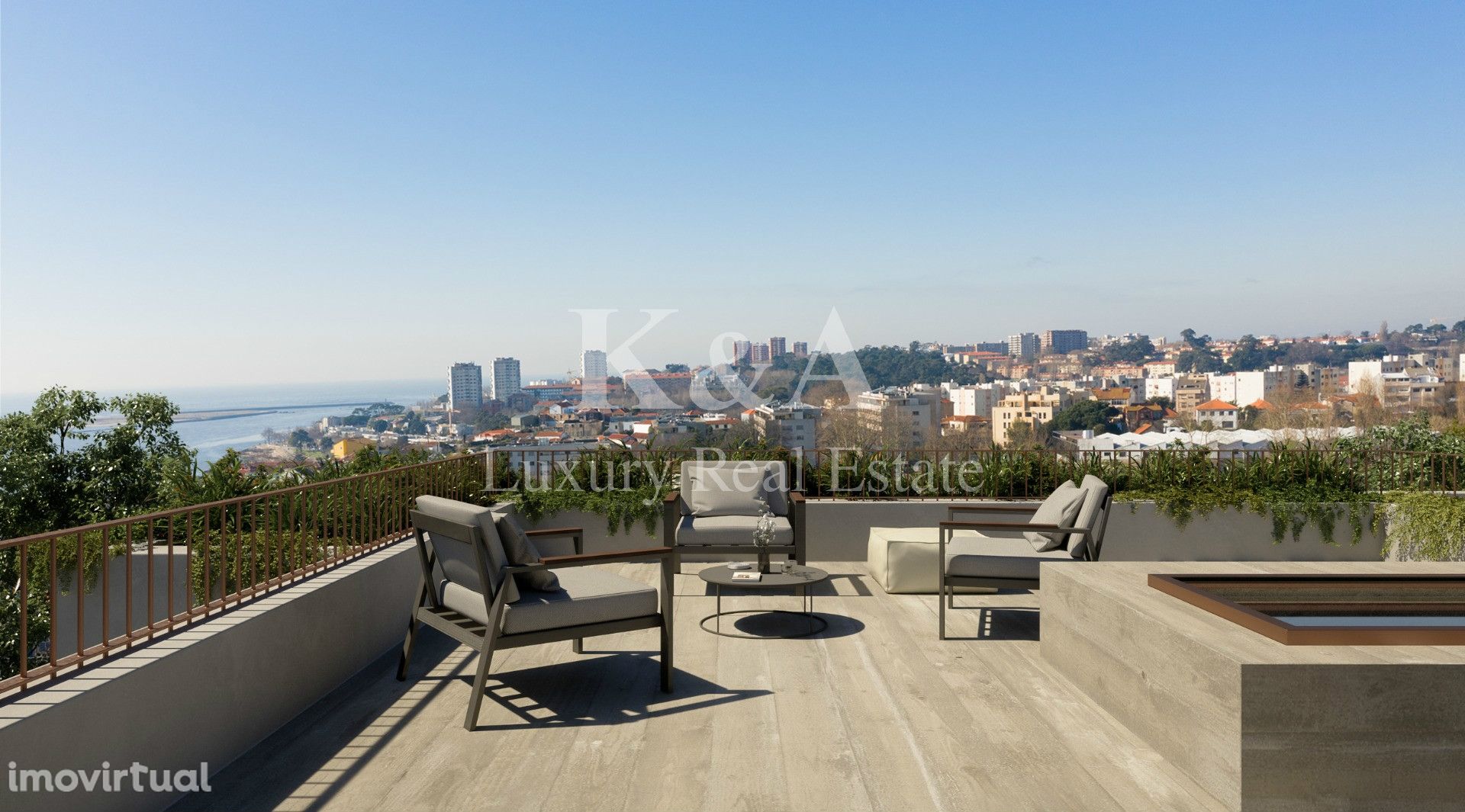 Moradia V4 num condomínio de luxo com vistas sob o Rio Douro e o Mar