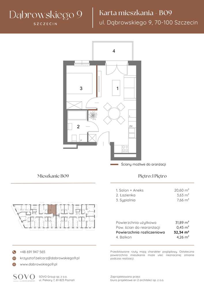 Dąbrowskiego 9 | mieszkanie 1-pok. | B9 - Pełny obrazek: 2/7