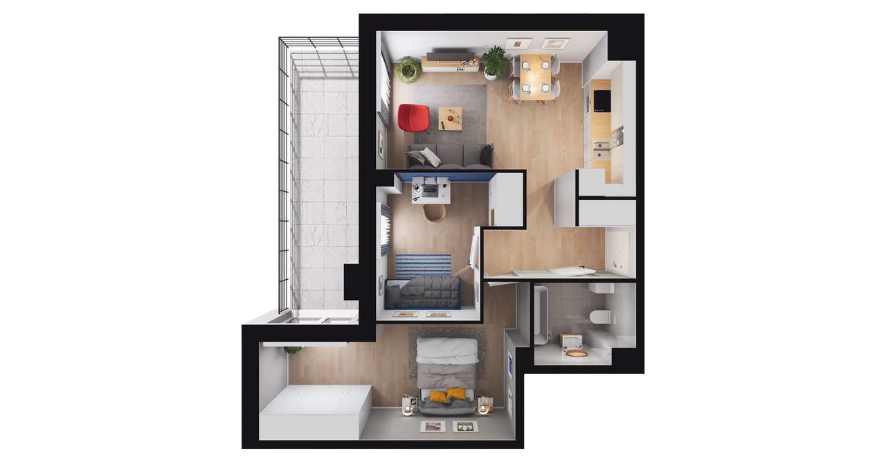 3-pokojowe mieszkanie 53m2 + taras Bez Pośredników - Pełny obrazek: 4/10