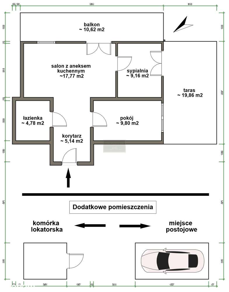 | 2-stronne | balkon + taras  | 3-pokojowe | - Pełny obrazek: 2/20