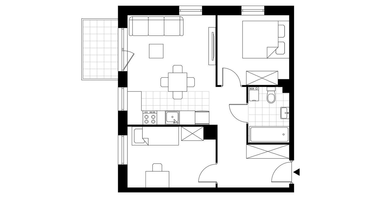 3-pokojowy apartament inwestycyjny 47m2 + balkon - Pełny obrazek: 3/8