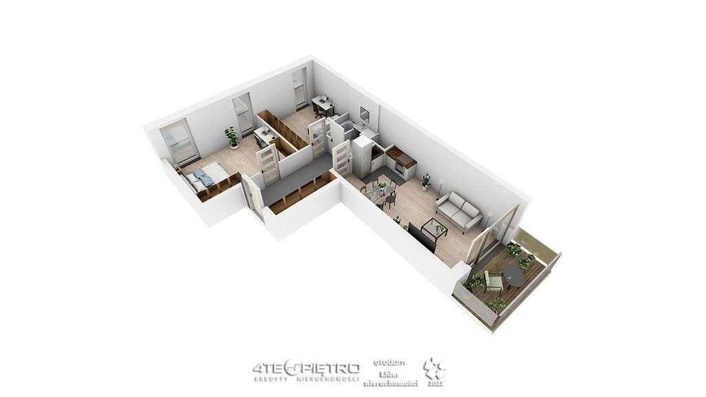 Nowe, 3 pokoje, 61 m2, Ponikwoda, 2025r. - Pełny obrazek: 2/3