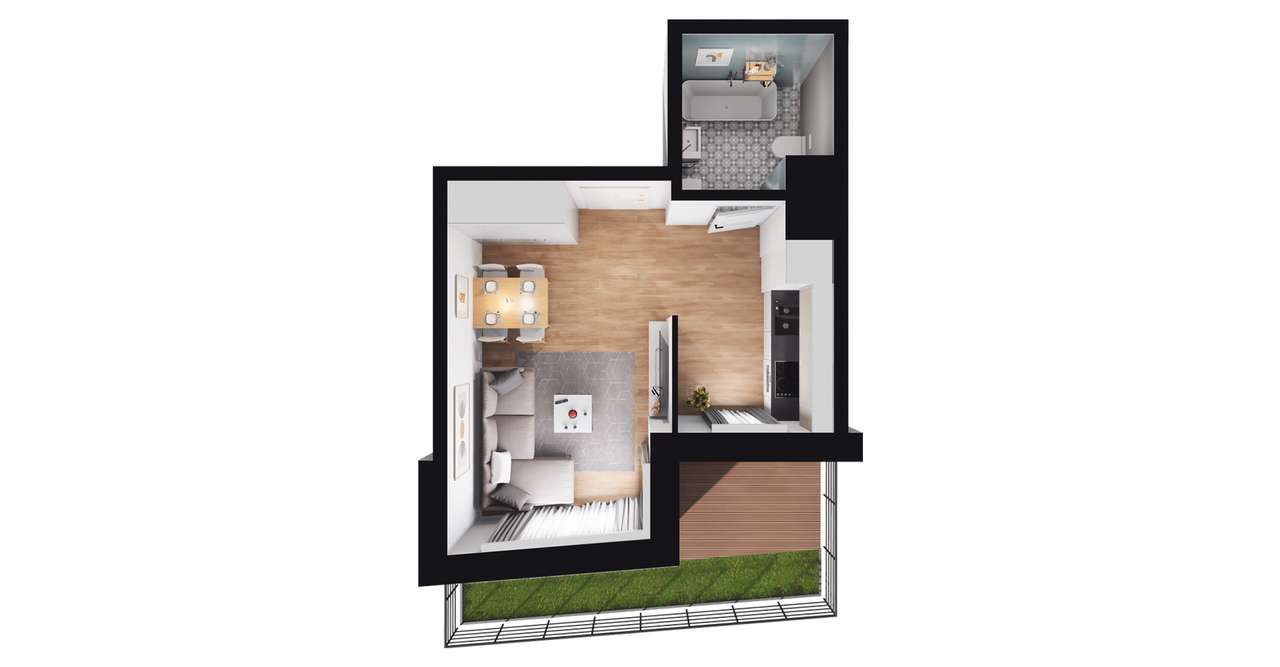 1-pokojowe mieszkanie 25m2 + ogródek Bezpośrednio - Pełny obrazek: 2/8