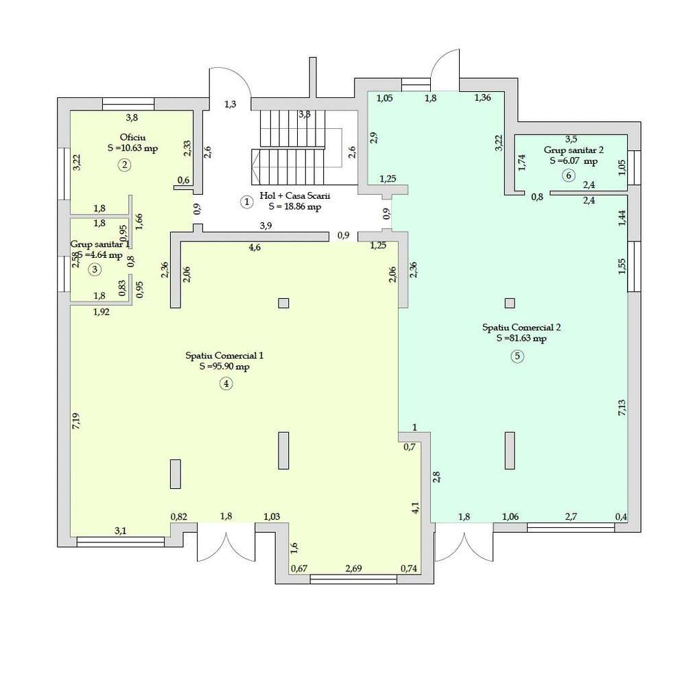 Spatiu comercial finisat la cheie, 88 mpu + 2 locuri de parcare - Imagine principală: 2/6