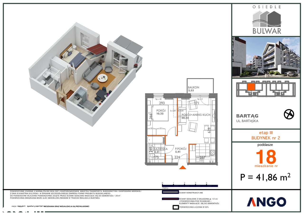 przytulne mieszkanie 2 pok na kondygnacji poddasza - Pełny obrazek: 2/13
