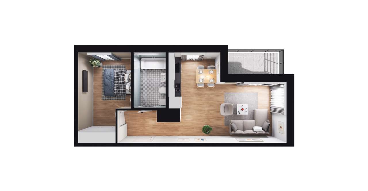 2-pokojowe mieszkanie 42m2 + loggia Bez Prowizji - Pełny obrazek: 2/6