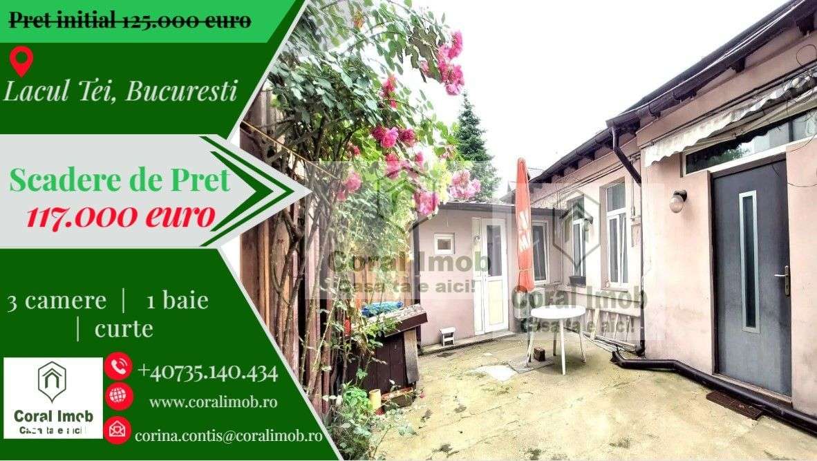 Casa de vanzare curte individuala, centrala, Lacul Tei!-0