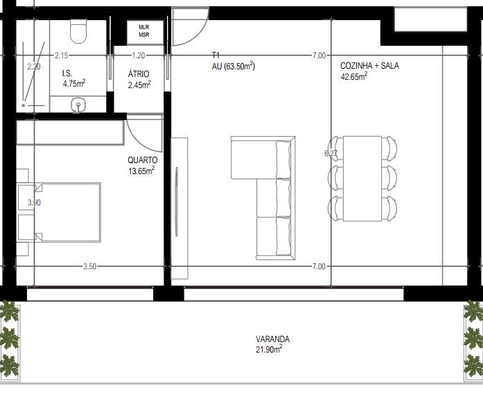 Apartamento T1 Novo em condomínio fechado - Jardins da Feira-6