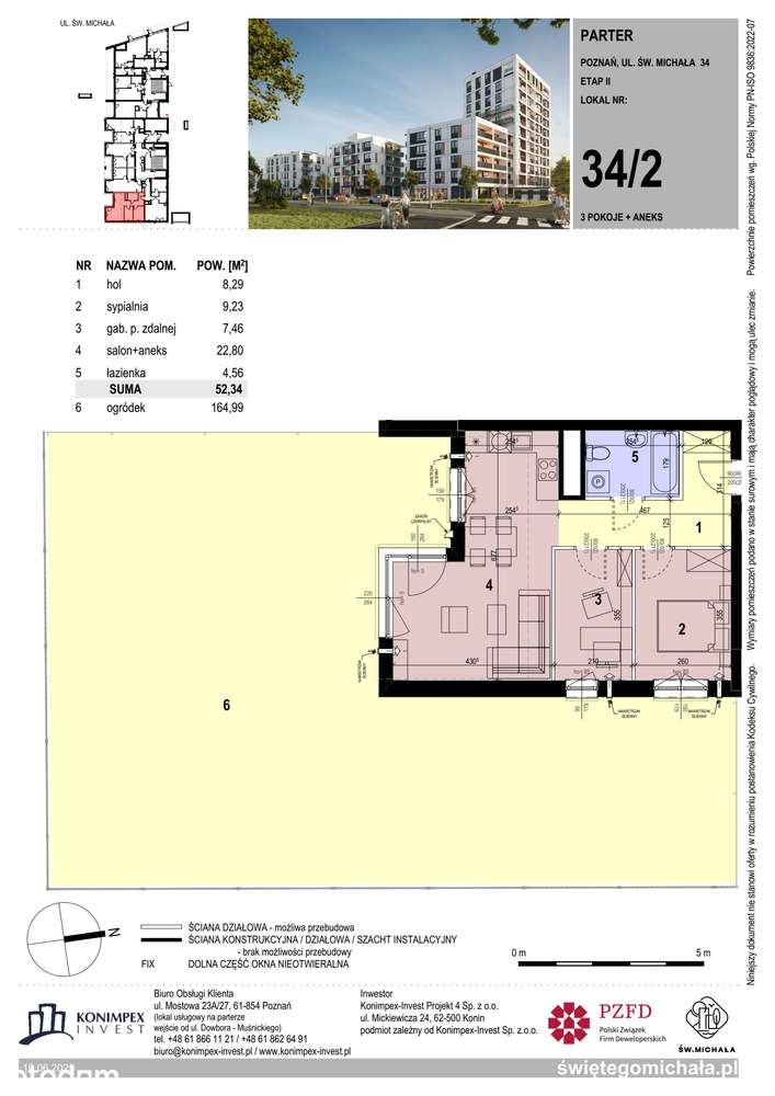 3-pokojowe mieszkanie 52m2 + ogródek Bezpośrednio - Pełny obrazek: 2/7