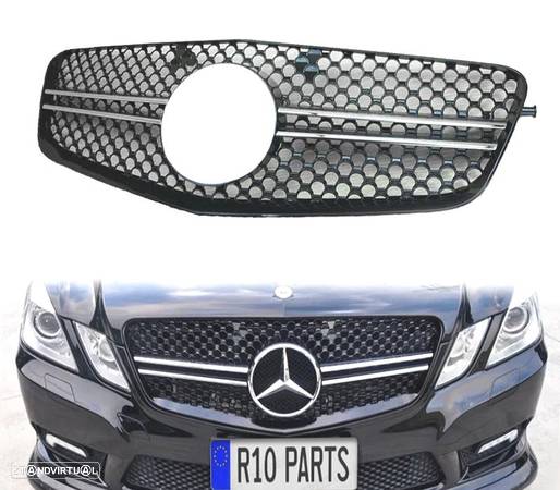 GRELHA FRONTAL PARA MERCEDES CLASSE E W212 09-13 LOOK AMG CROMADO PRETO - 1