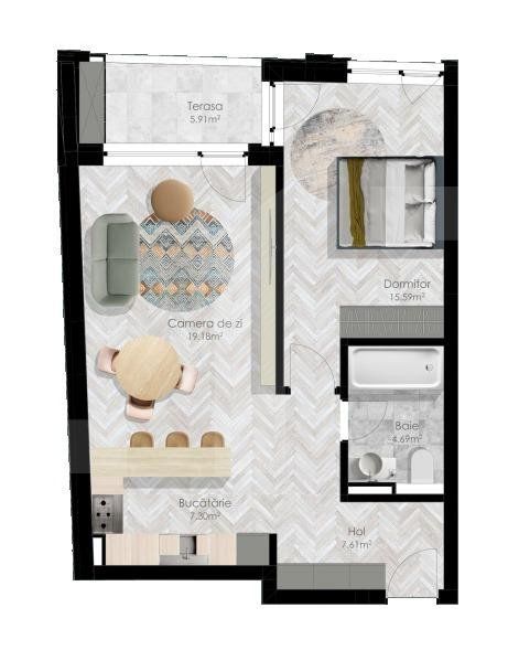 Apartament 2 camere, 54.37mp, imobil premium, etaj 1, zona Centrala