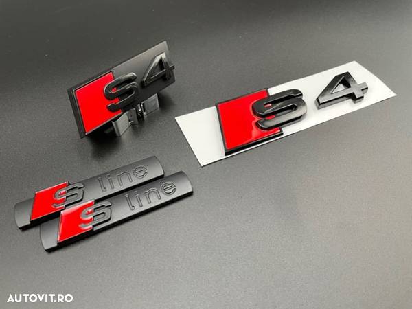 Set embleme Premium Audi S4 Negru / Roșu - 2