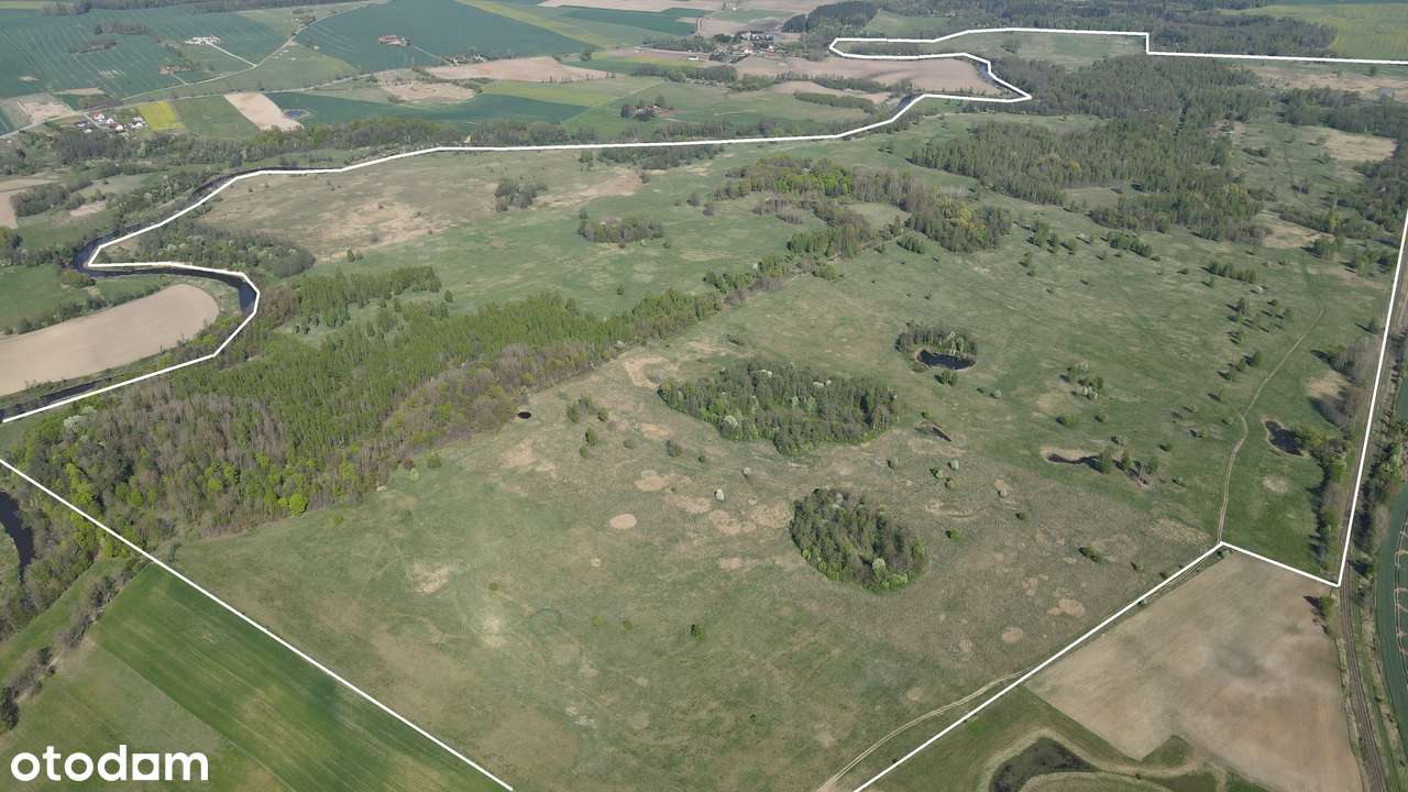 Działki rolne 247 ha / las / linia brzegowa rzeki Łyny / potencjał OZE-0