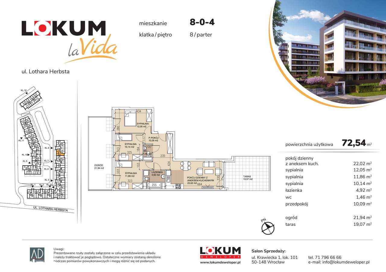 4-pokojowe mieszkanie 72 m² + ogródek Bez Prowizji – pohled 2