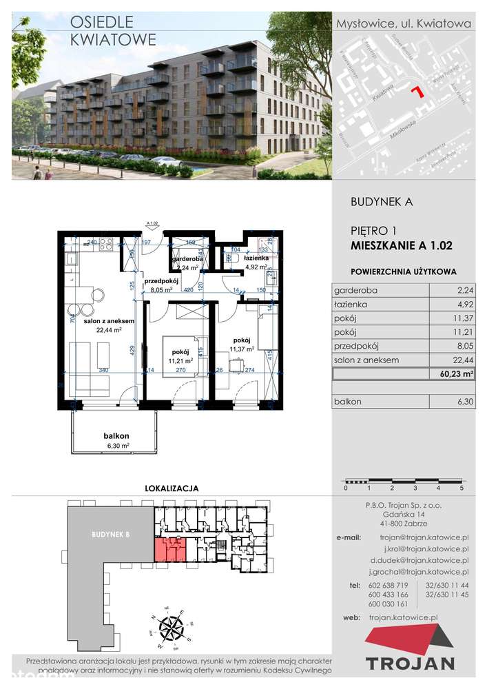 Mysłowice, Kwiatowa  | mieszkanie 3-pok. | A 1.02 - Pełny obrazek: 2/9
