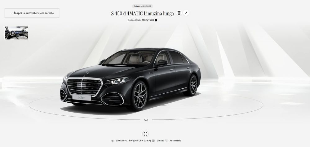 Mercedes-Benz S W223 [2021 - Prezent] 450 d 4MATIC Long Aut 2026
