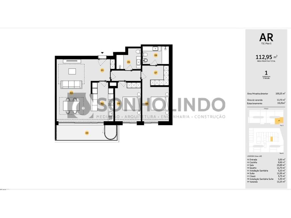 Apartamento T2 novo com varanda, exposição solar a nascente garagem...-27