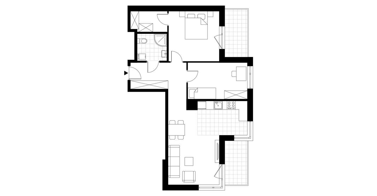 3-pokojowe mieszkanie 65m2 + 2 loggie Bezpośrednio - Pełny obrazek: 2/7
