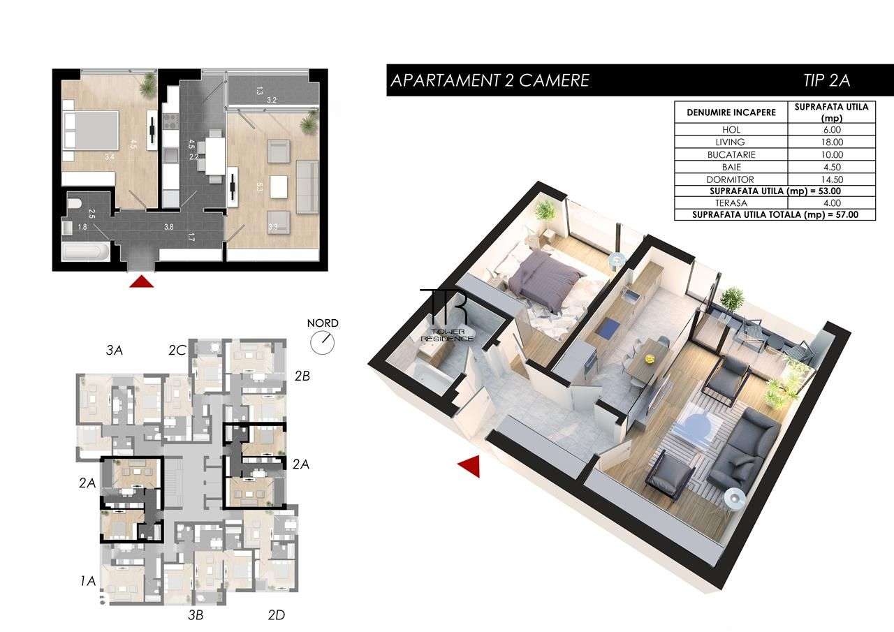 Apartament 2 Camere Incalzire in Pardoseala Ansamblu Nou Rahova - Imagine principală: 3/15
