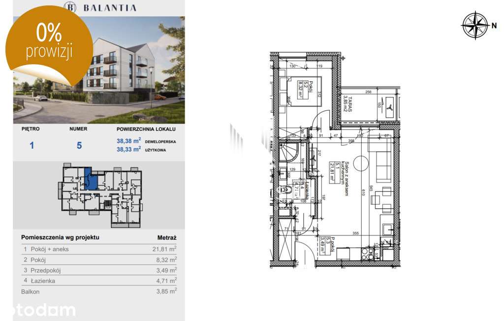Mieszkanie 2 Pokoje Niemcz  Brak Prowizji - Pełny obrazek: 4/4