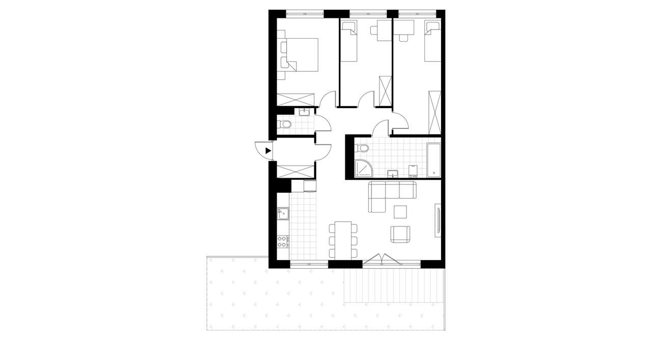 4-pokojowe mieszkanie 89m2 + ogródek - Pełny obrazek: 3/5