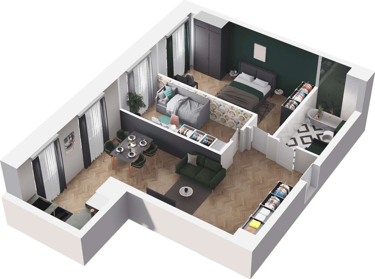 Kolejova 1 | mieszkanie 3-pok. | A.01.01 - Pełny obrazek: 4/9