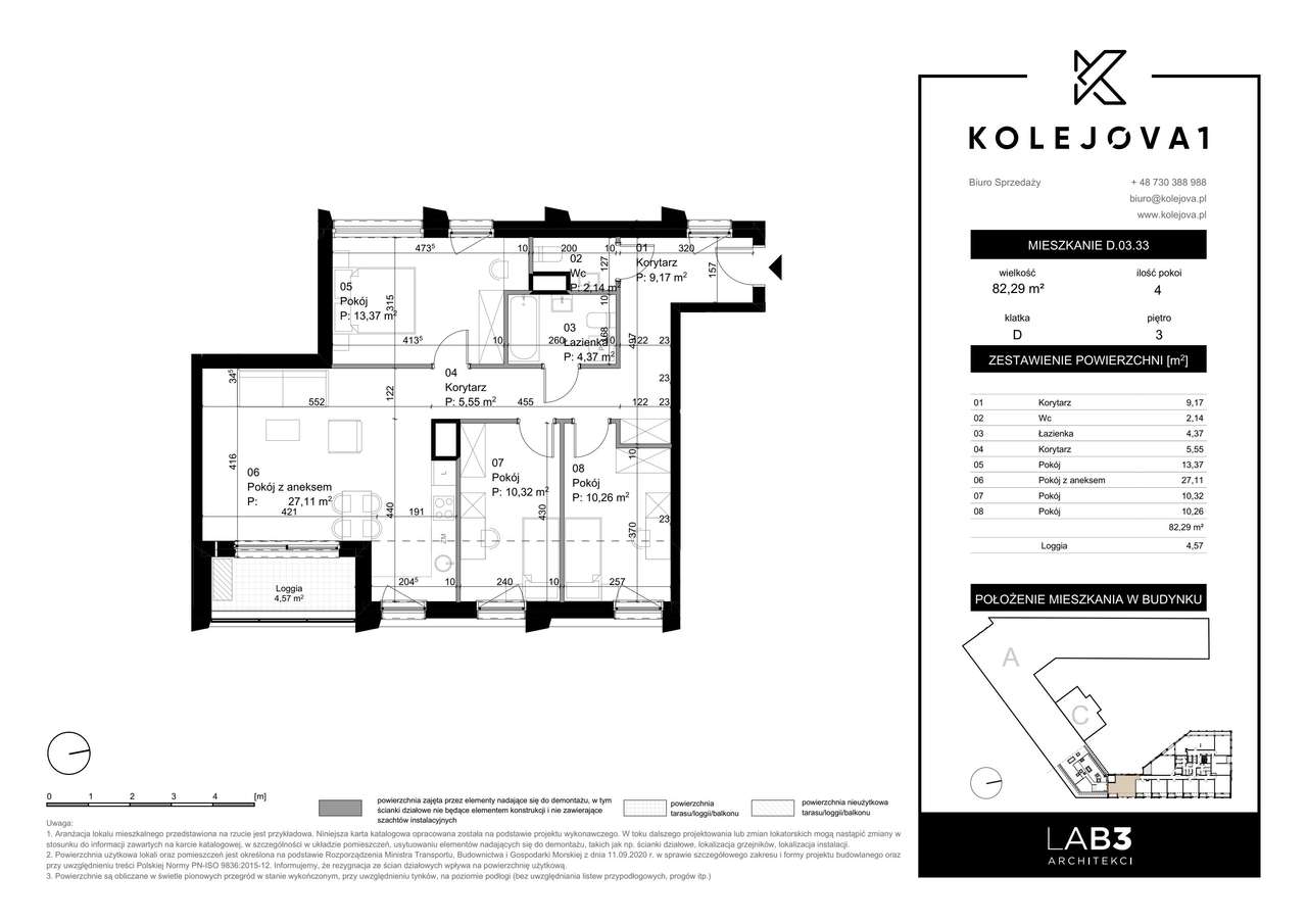 Kolejova 1 | mieszkanie 4-pok. | D.03.33 - Pełny obrazek: 2/7