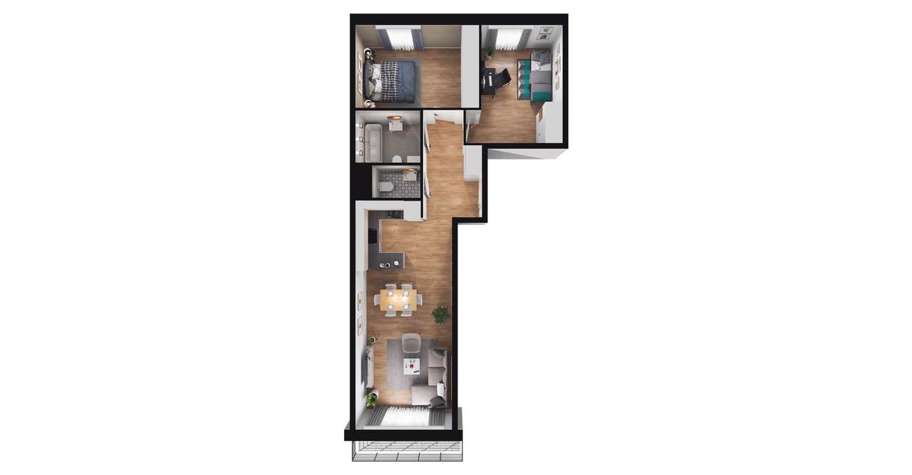 3-pokojowe mieszkanie 60m2 + balkon Bez Prowizji - Pełny obrazek: 2/8