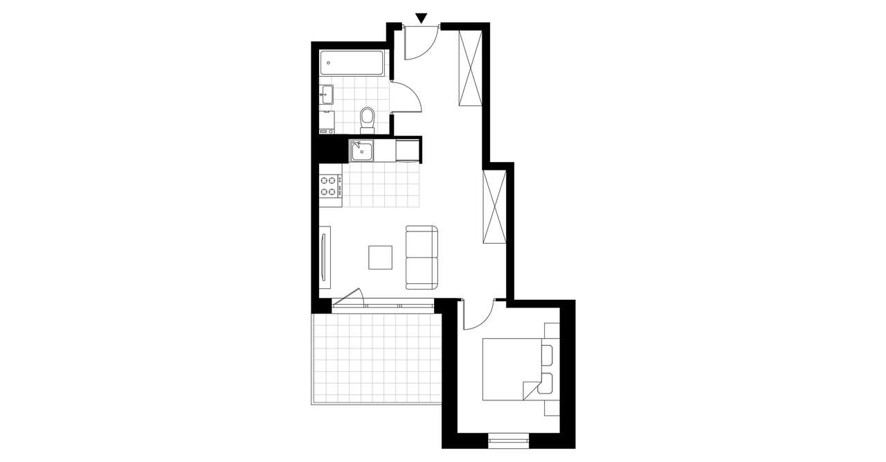 2-pokojowe mieszkanie 38m2 + taras Bezpośrednio - Pełny obrazek: 3/8