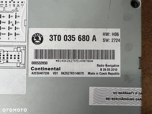 RADIO NAWIGACJA SKODA SUPERB II OCTAVIA 3T0035680A - 3