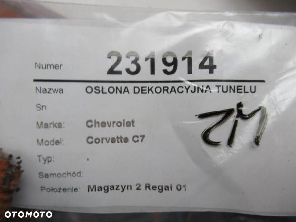 OSŁONA TUNELU CHEVROLET CORVETTE (C7) 2013 - 2022  22940550 - 8