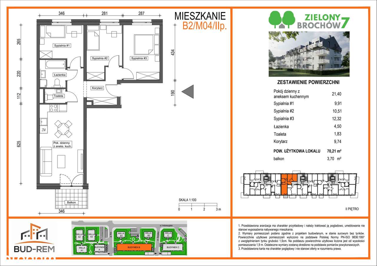 4-pokojowe mieszkanie 70m2 + balkon - Pełny obrazek: 2/8