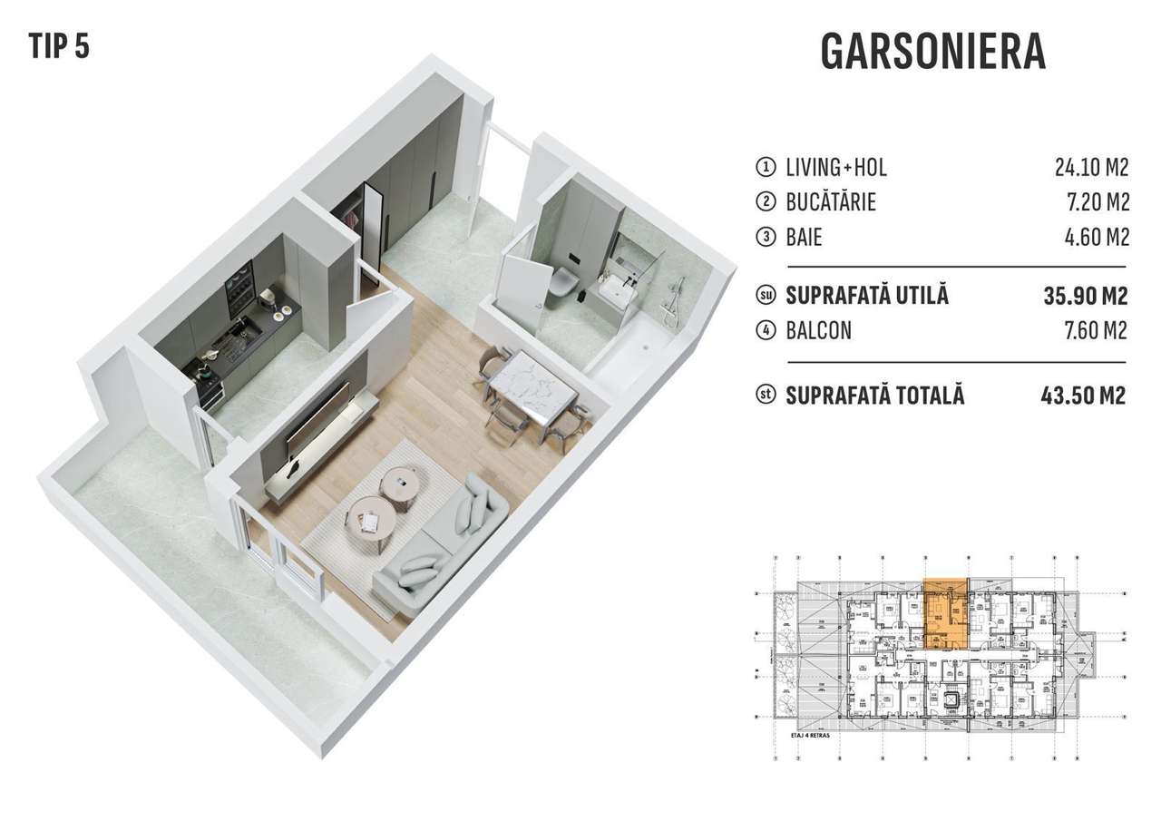 gars.dec-43.5mp/et4din4/metrou Leonida sau Berceni - 20min pe jos - Imagine principală: 2/7