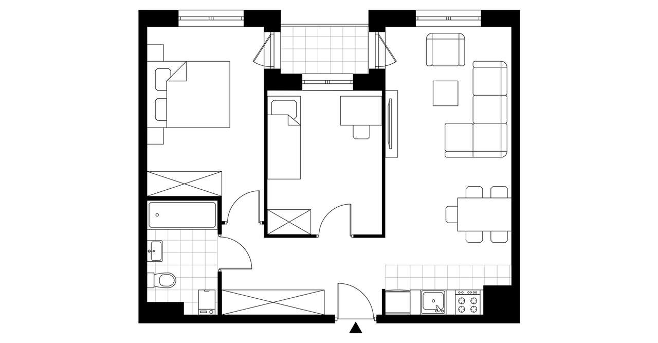 3-pokojowe mieszkanie 53m2 + loggia - Pełny obrazek: 2/7