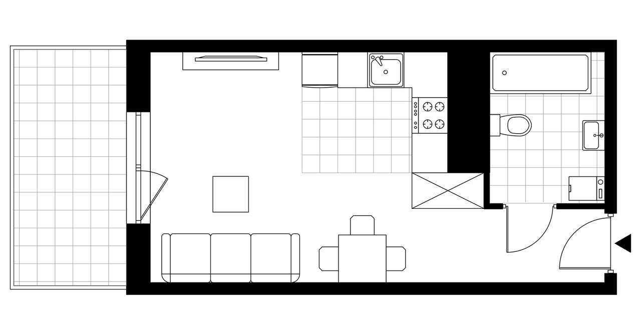 1-pokojowe mieszkanie 26m2 + loggia Bezpośrednio - Pełny obrazek: 2/8