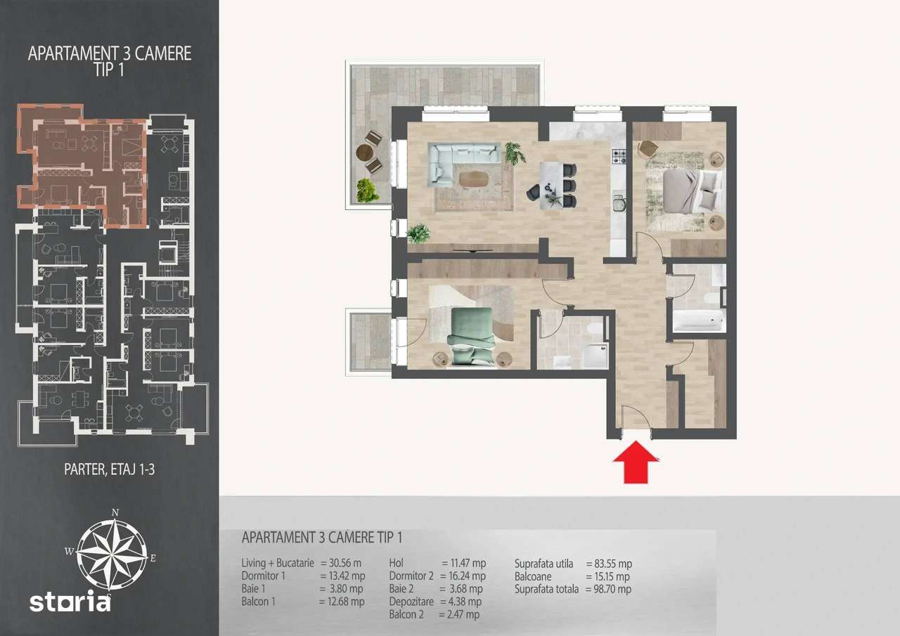 - Apartament 3 Camere - Langa Metrou - Direct Dezvoltator - - Imagine principală: 4/8